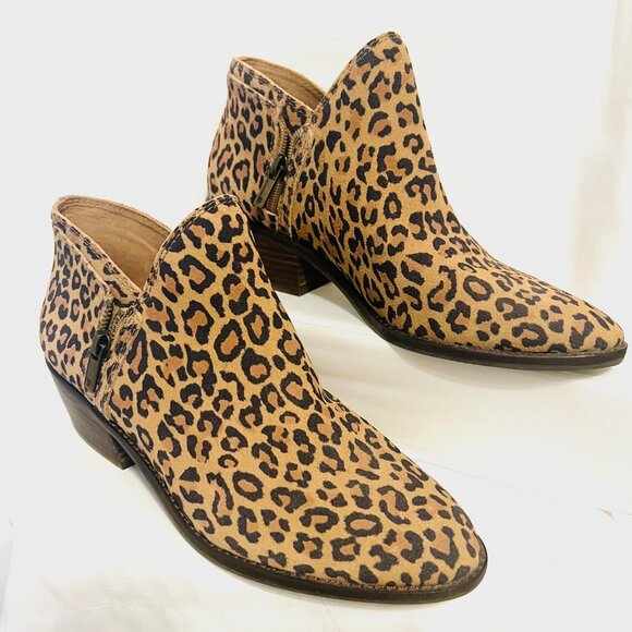 Lucky Brand-NWT-Leopard Print 2" Heels Women's Size 9 Leather Ankle Boots-Comfy - Picture 6 of 15